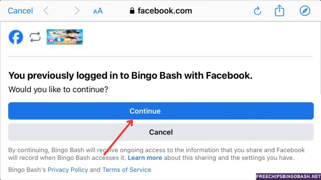 Facebook Login With Bingo Bash